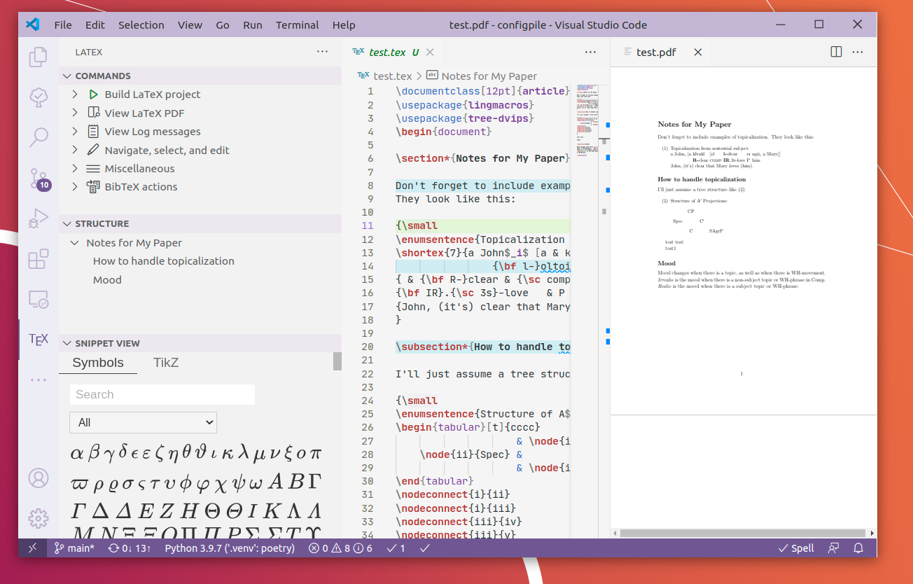 LaTeX Workshop screenshot